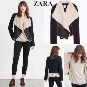 Zara Wool Moto Jacket in Sherpa Shearling Fleece